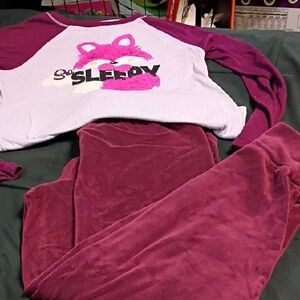 Wonder Nation Kids Pajama Set - Maroon and Light Purple